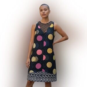 Maeve Sleeveless Dress with Colorful Dots - Black, Pink, Yellow EUC size XS
